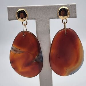 Anthropologie Stone Mountain Carnelian Stone Dangling Earrings